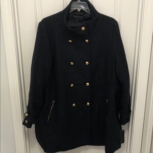 NWT Jason Maxwell Women's Navy Pea Coat with Gold Buttons